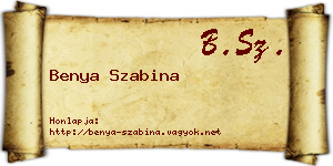 Benya Szabina névjegykártya